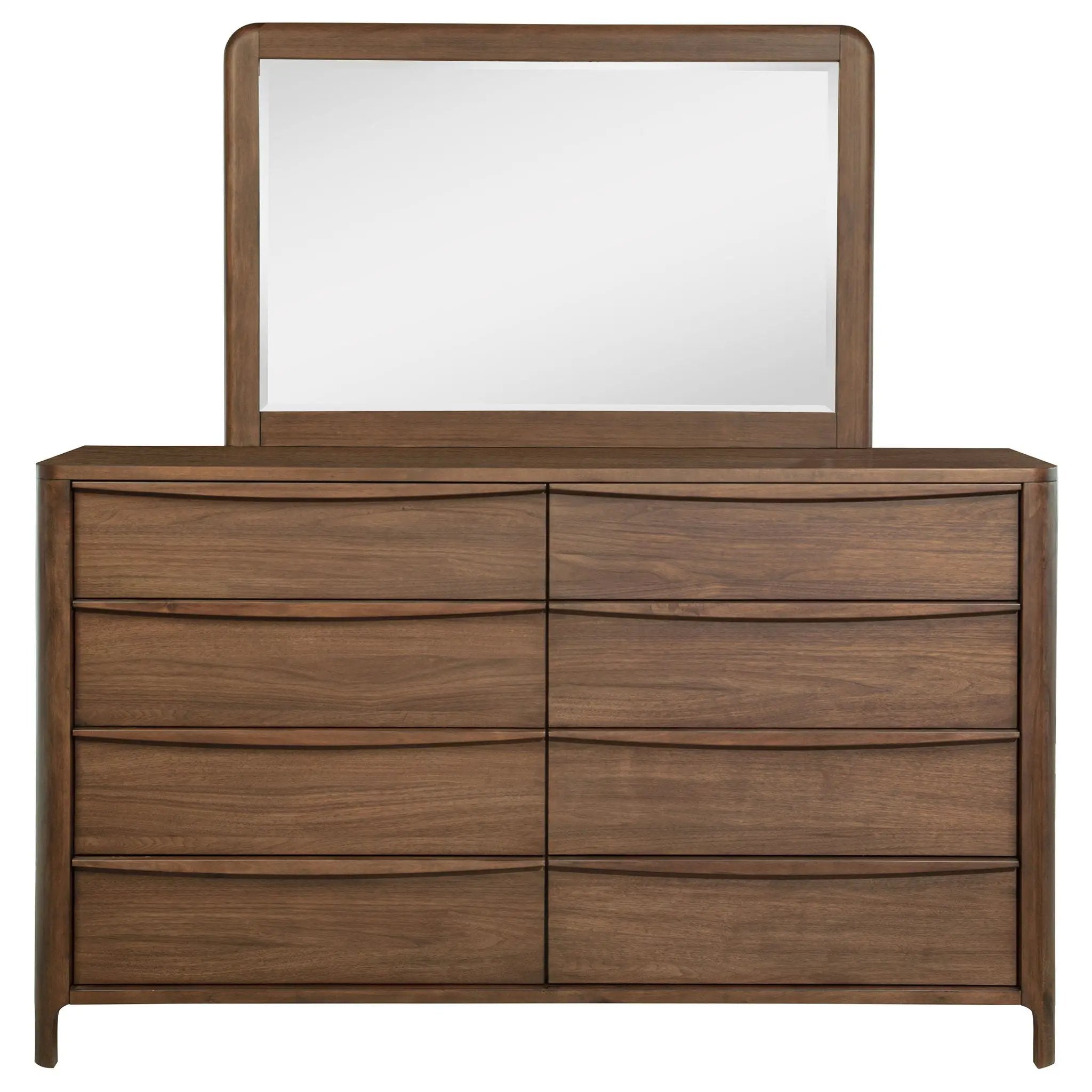 Maderia 8-drawer Dresser and Mirror Walnut by Unique Piece Furniture