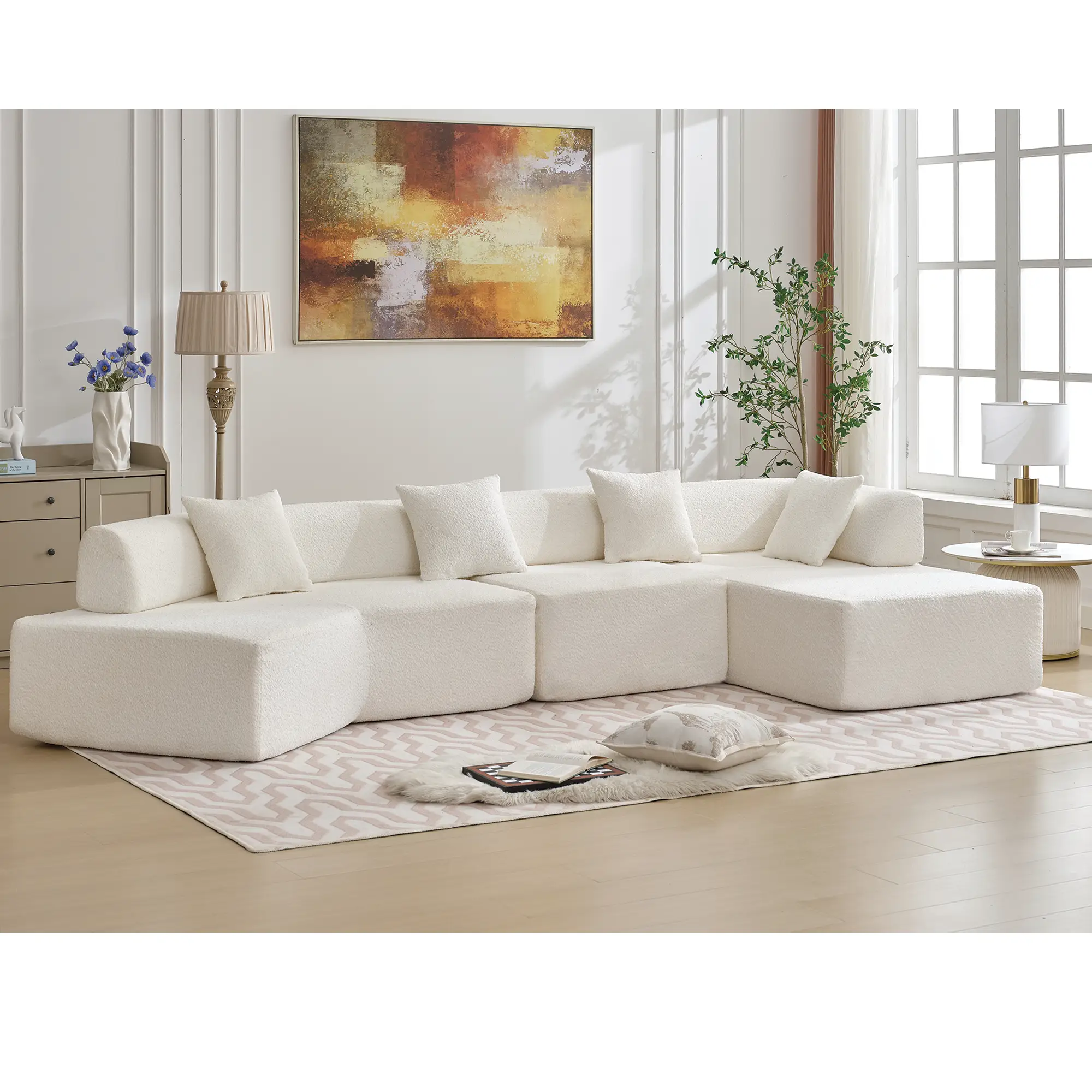 Modern Minimalist 140" L-Shape Couch by HouseOfZazla