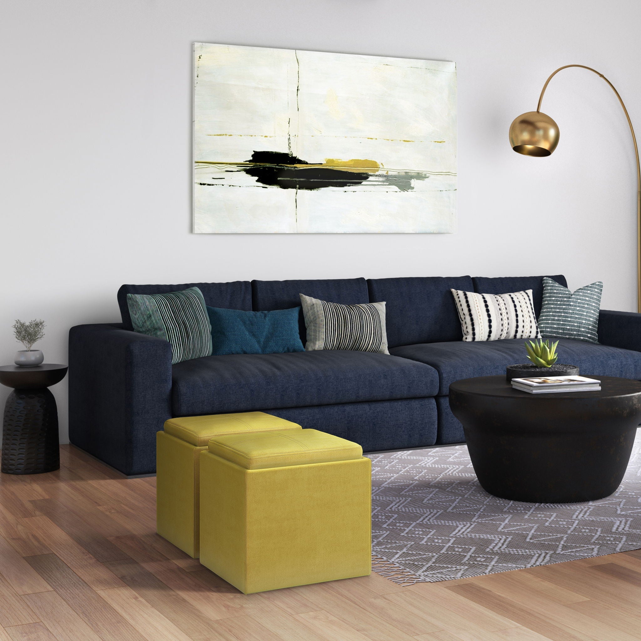 Rockwood - Upholstered Cube Storage Ottoman With Tray by HouseOfZazla
