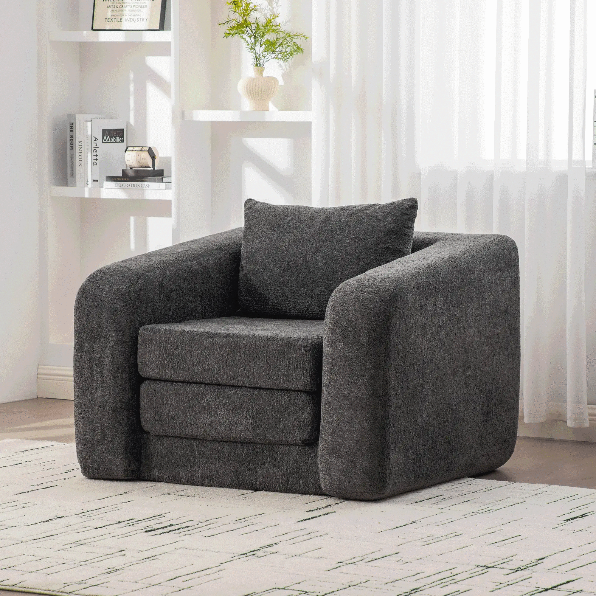 40" Foldable Single Sofa Bed with Armrest & Backrest by HouseOfZazla