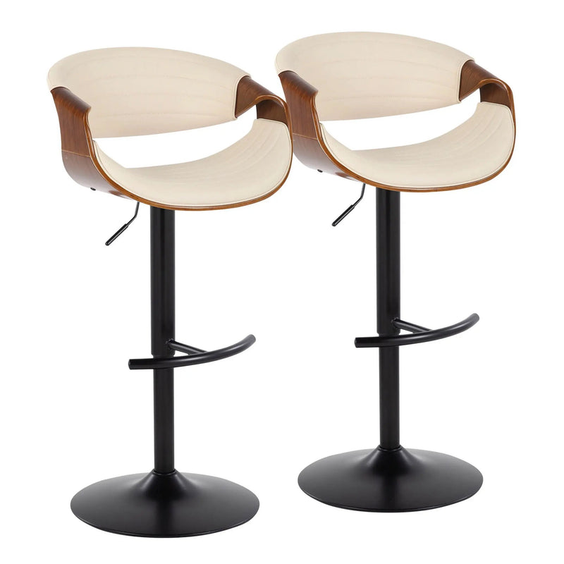 Symphony - Mid Century Modern Adjustable Barstool With Swivel With Rounded T Footrest (Set of 2) by Unique Piece Furniture