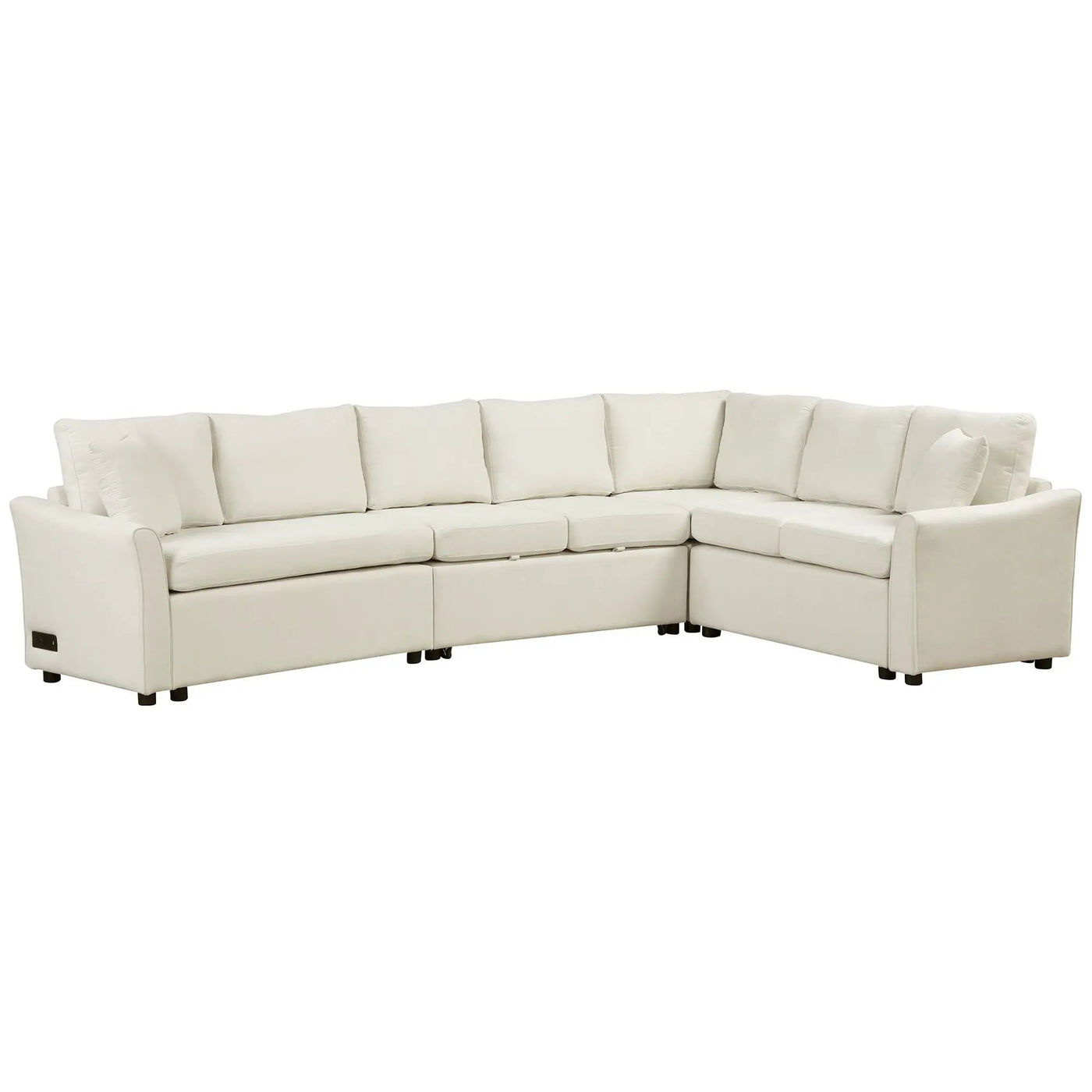 L-Shaped Sofa Convertible Sofa Bed Pull Out Sofa Sleeper With Two Back Pillows, Two USB Ports And Two Power Sockets For Living Room by HouseOfZazla