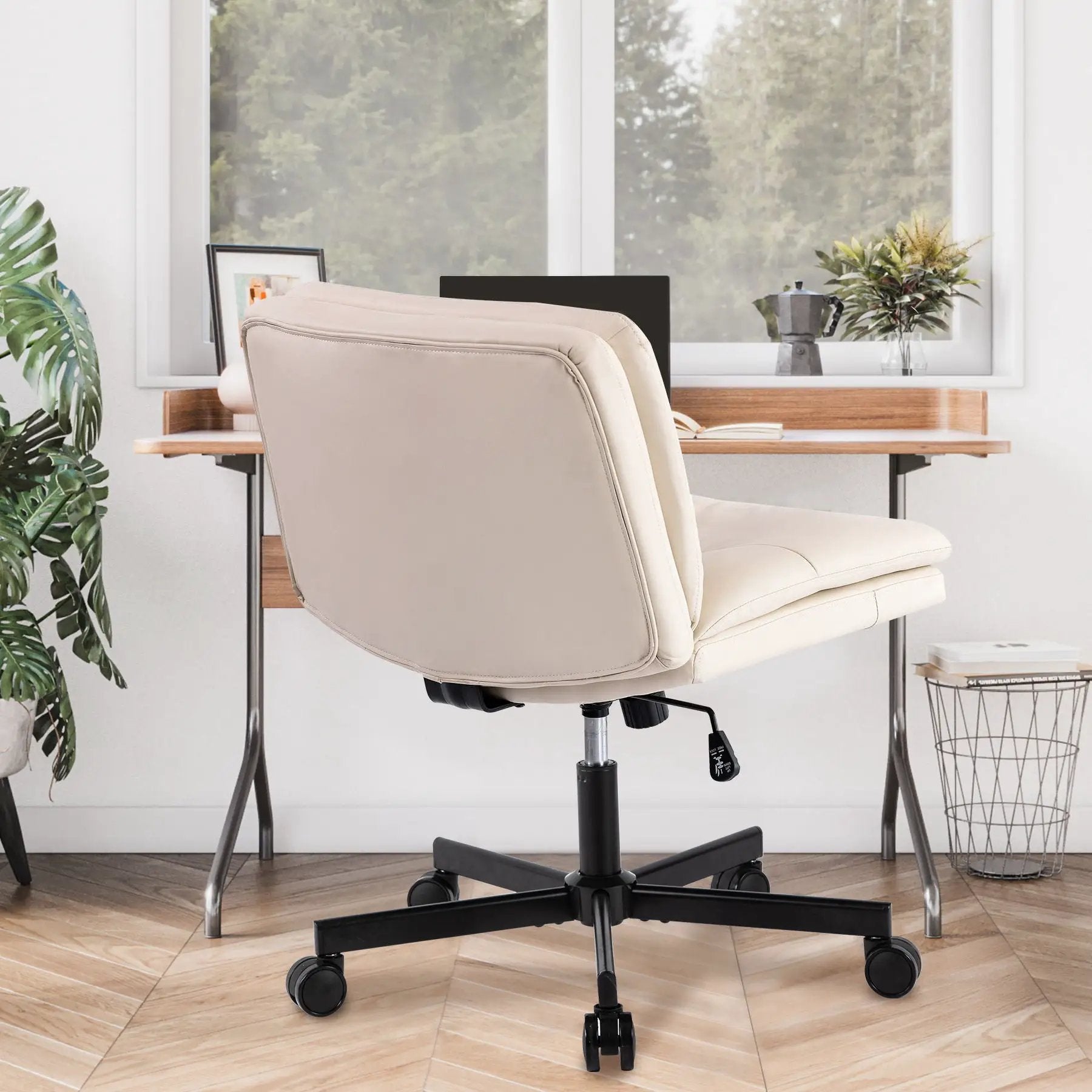 Large Size Swivel Home Office Desk Chair Armless Office Room Chair - Beige by Unique Piece Furniture