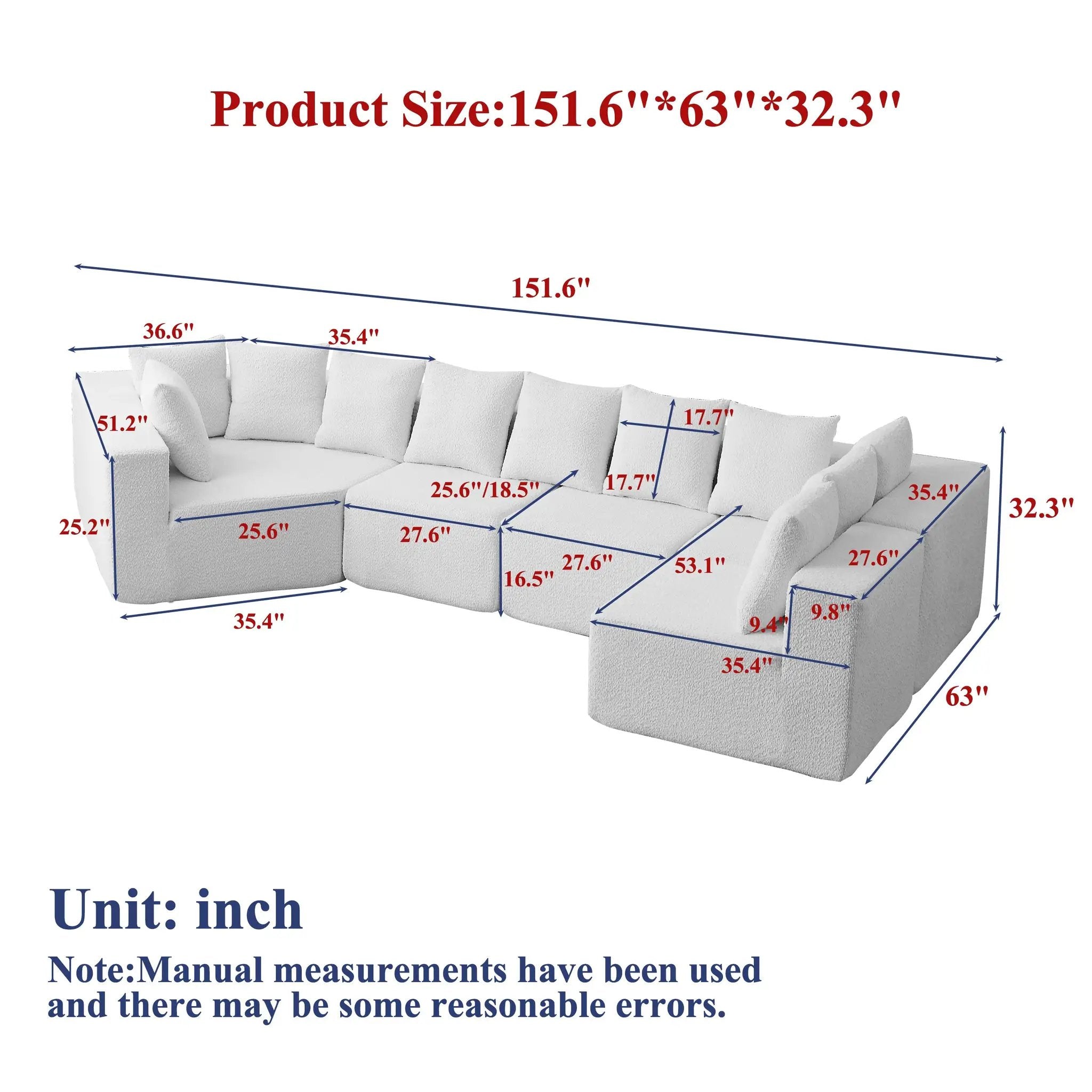 151.6-Inch Extra-Large L-Shaped Chenille Sectional Sofa by HouseOfZazla