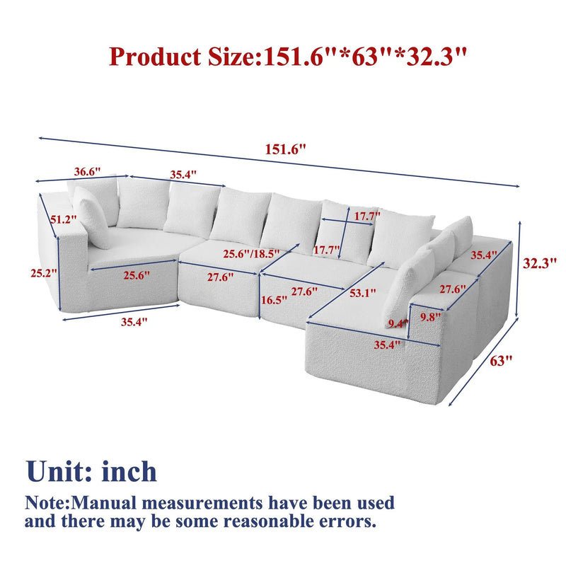 151.6-Inch Extra-Large L-Shaped Chenille Sectional Sofa by HouseOfZazla