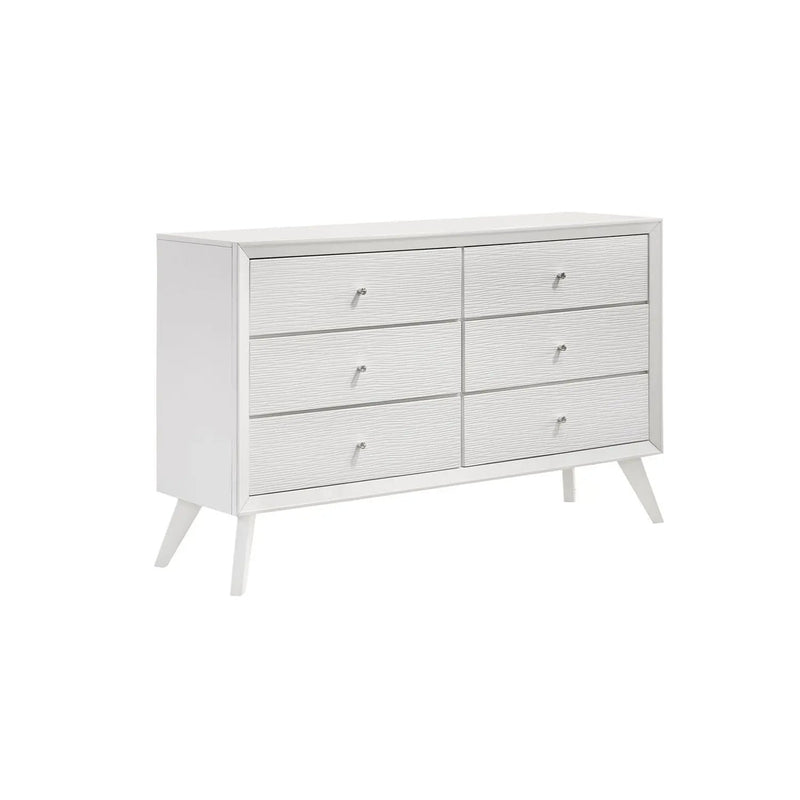 Dresser With Mirror, Angled Legs, Round Knobs - White by Unique Piece Furniture