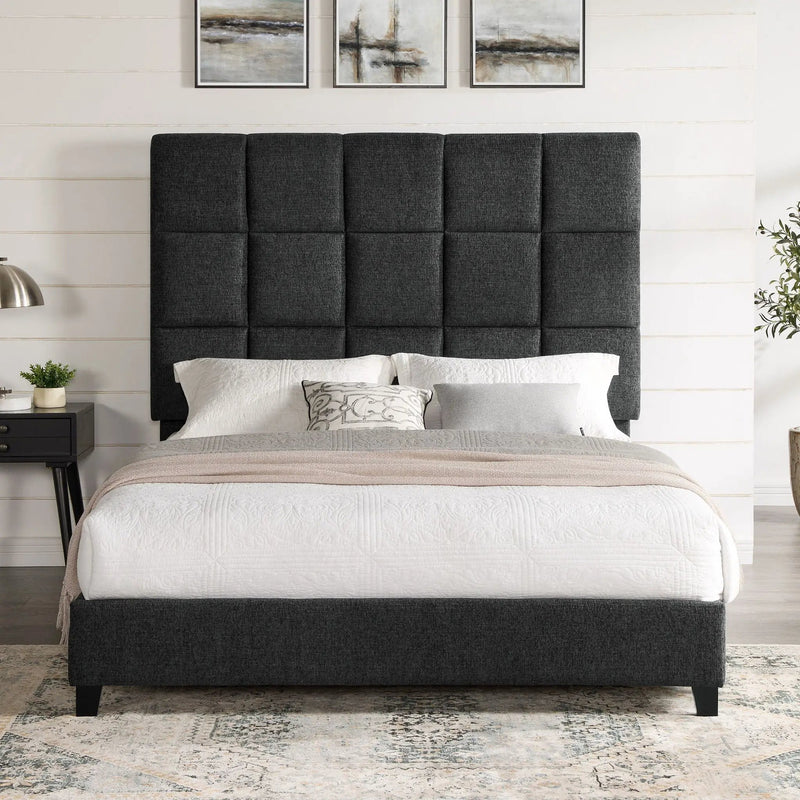 Squares Upholstered Headboard Platform Bed by Unique Piece Furniture