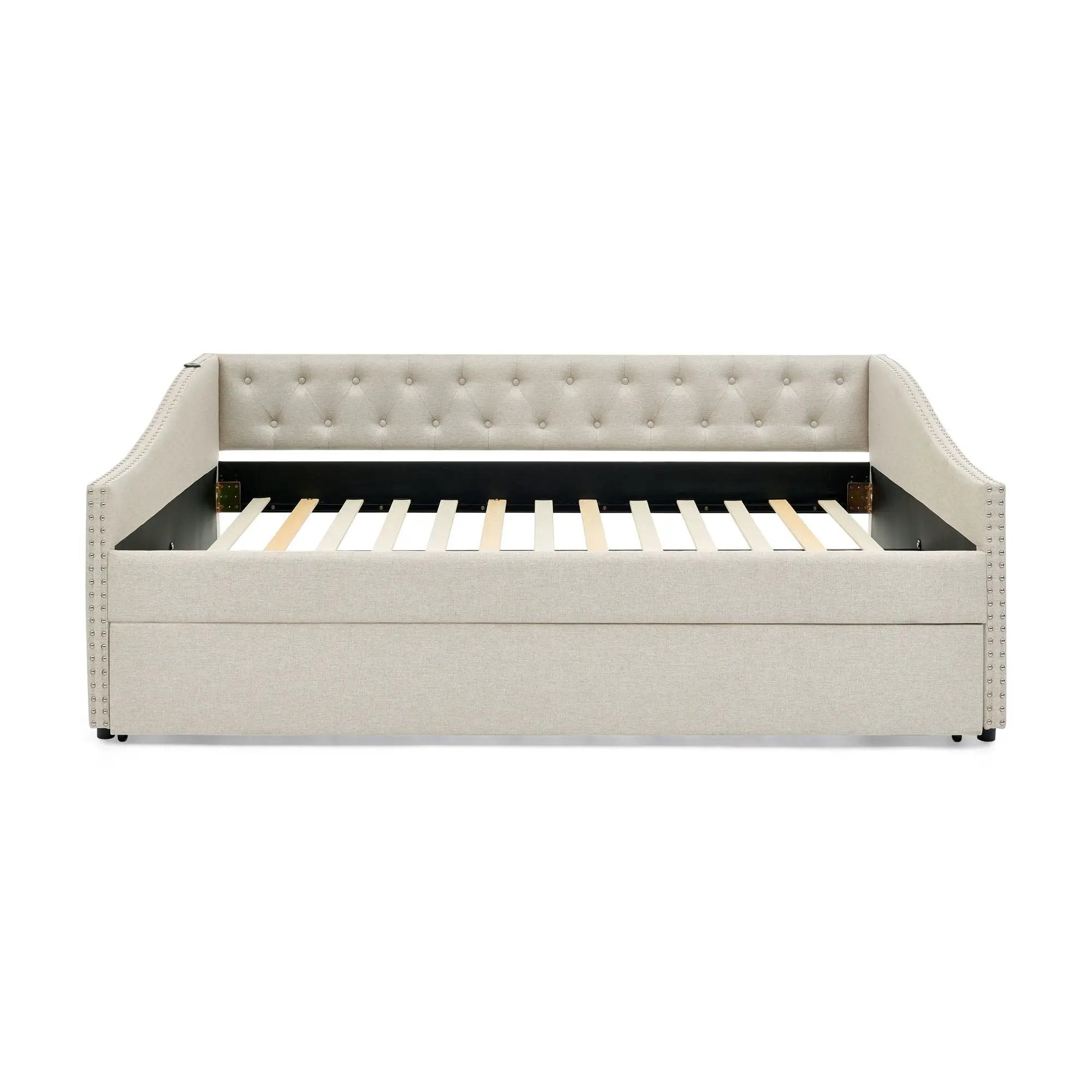 Upholstered Daybed With USB Charging & Pull Out Bed