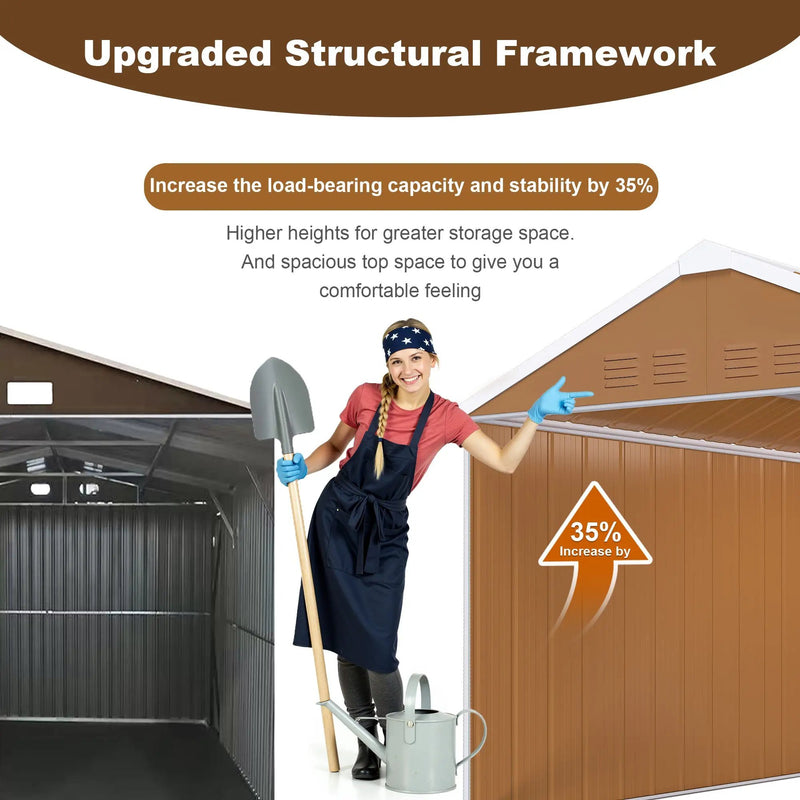 12x8 FT Heavy-Duty Metal Storage Shed by HouseOfZazla