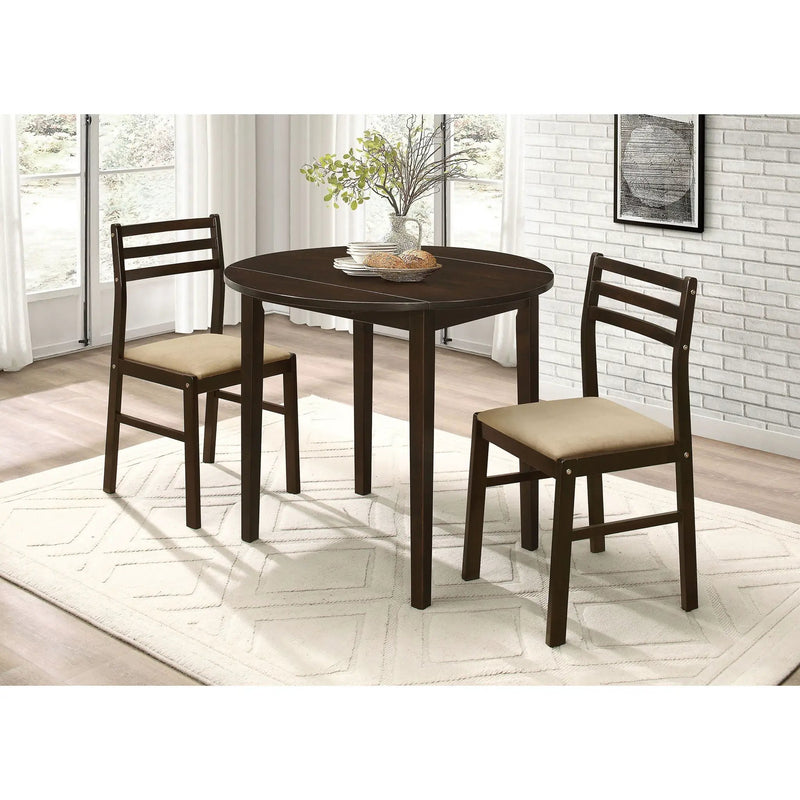 3 Piece Dining Set With Drop Leaf Table And Upholstered Chairs by HouseOfZazla