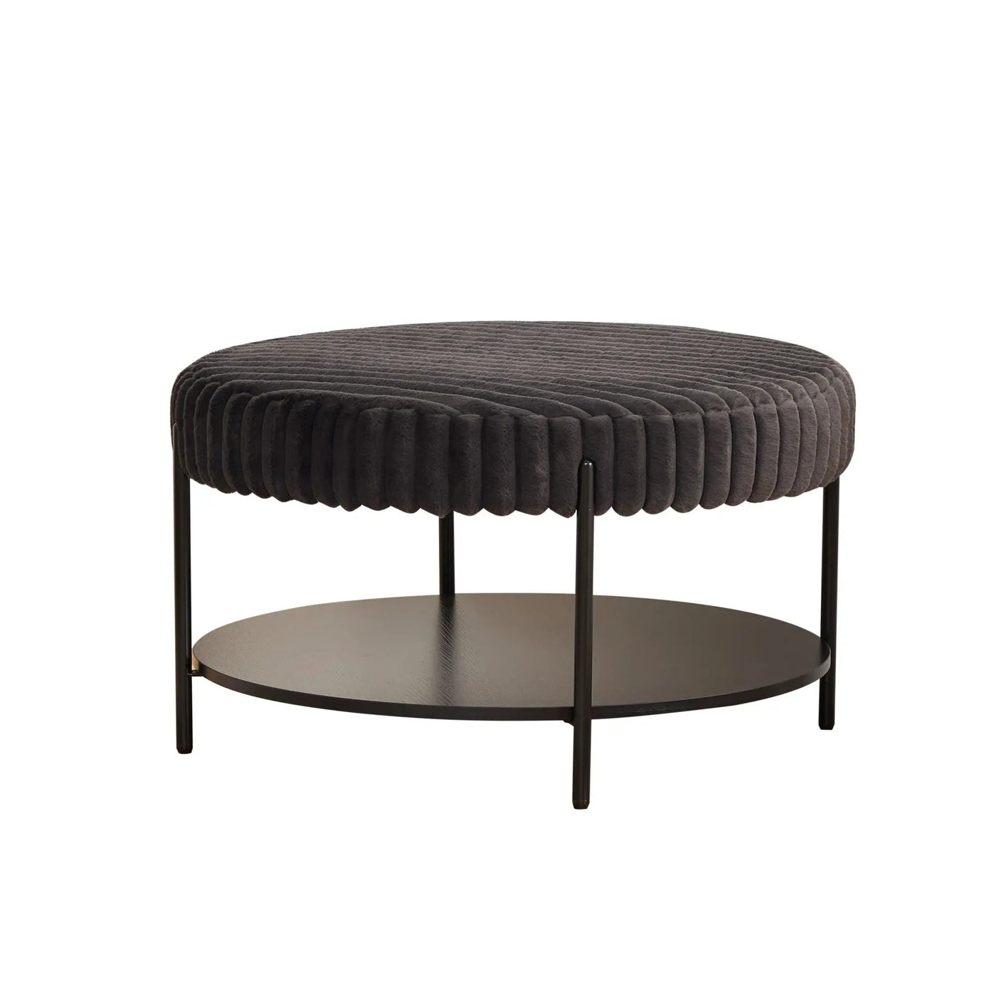 Modern Upholstered Round Ottoman Coffee Table With Storage Shelf by Unique Piece Furniture