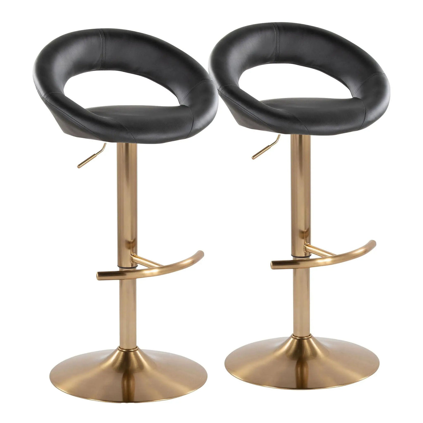 Posh - Contemporary / Glam Adjustable Barstool With Swivel With Rounded T Footrest (Set of 2) by HouseOfZazla