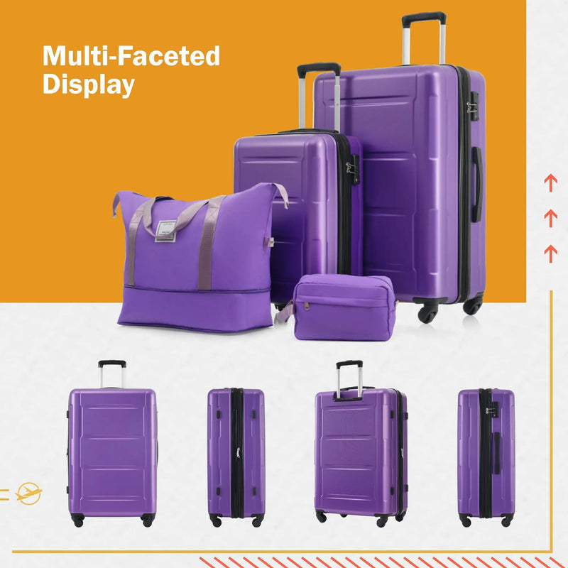 2 Piece Luggage Set With Bags Expanable Spinner Wheels ABS Lightweight Suitcase With Tsa Lock 20" / 24" by HouseOfZazla