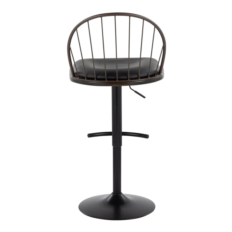 Riley - Farmhouse Adjustable Height Barstool With Swivel With Rounded T Footrest (Set of 2) by Unique Piece Furniture