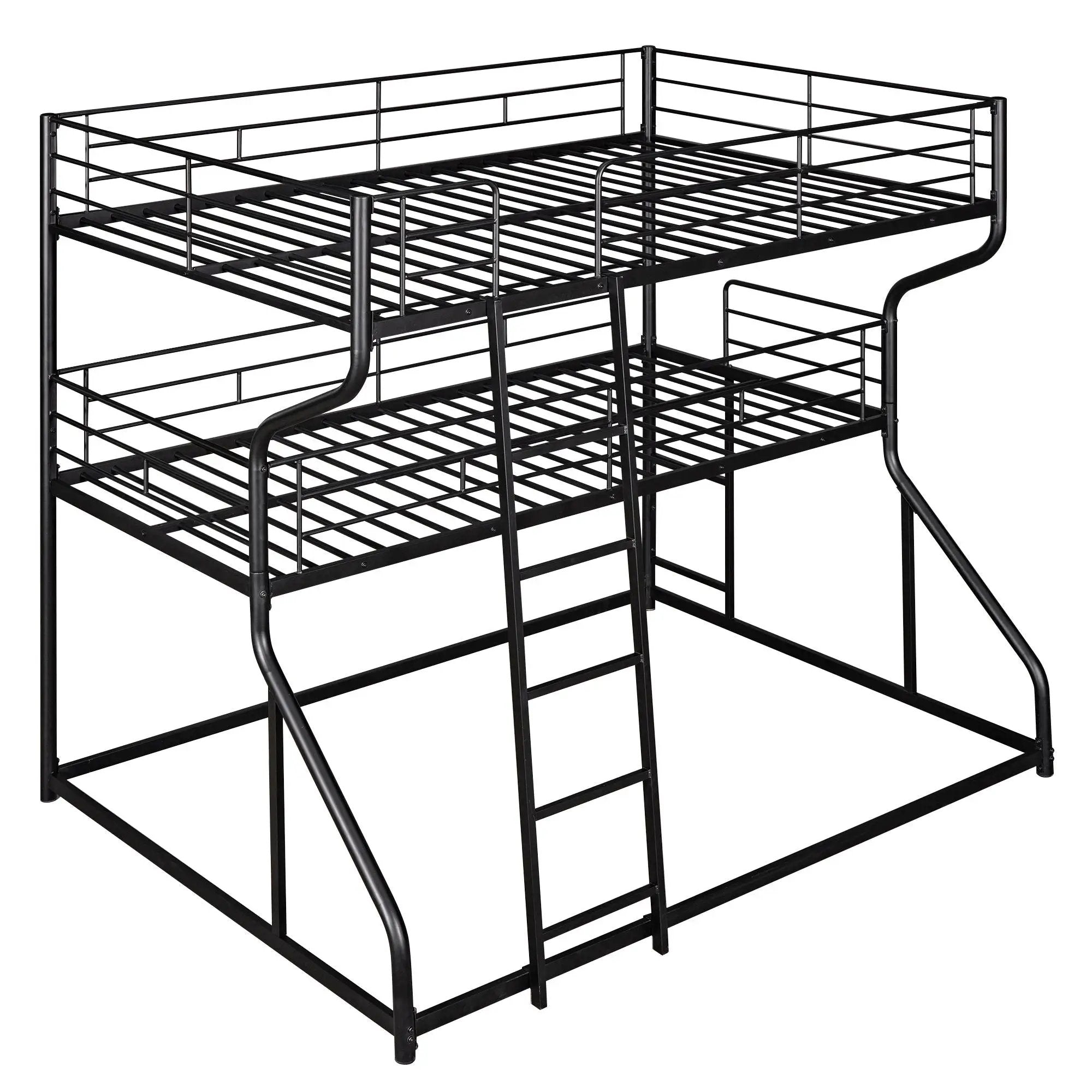 Industrial Triple Bunk Bed With Dual Ladders Frame, Space Saving Design by HouseOfZazla