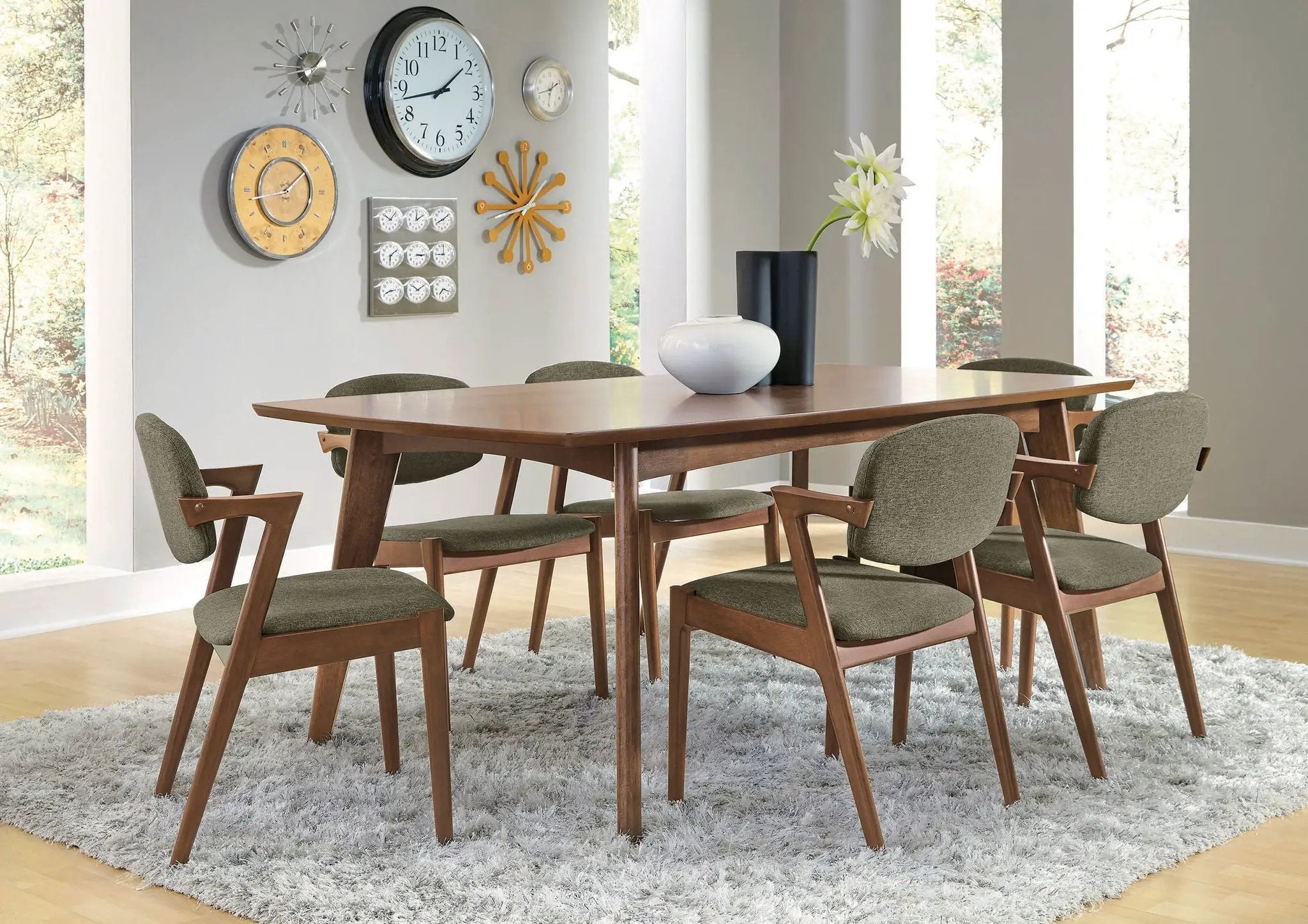 Malone 7-piece Rectangular Dining Table Set Dark Walnut by Unique Piece Furniture