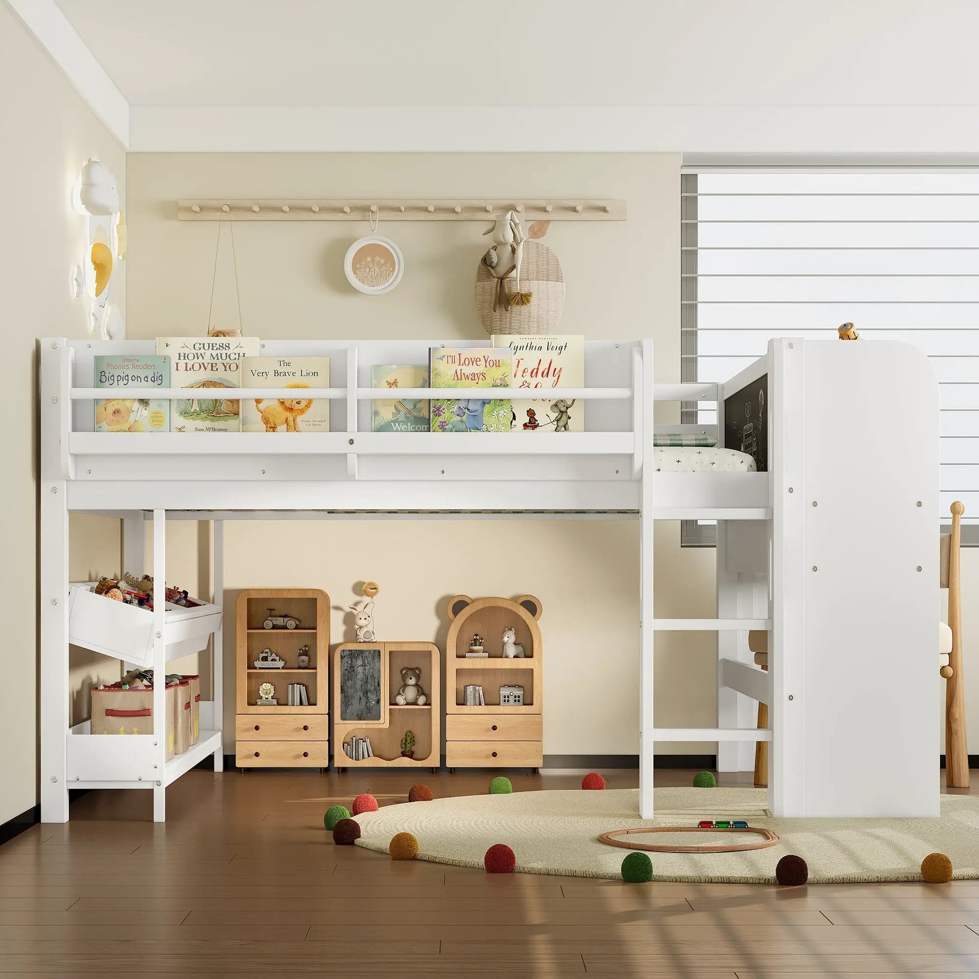 Full Loft Bed with Multi-Storage Bookcases, Boxes and Drawers by HouseOfZazla