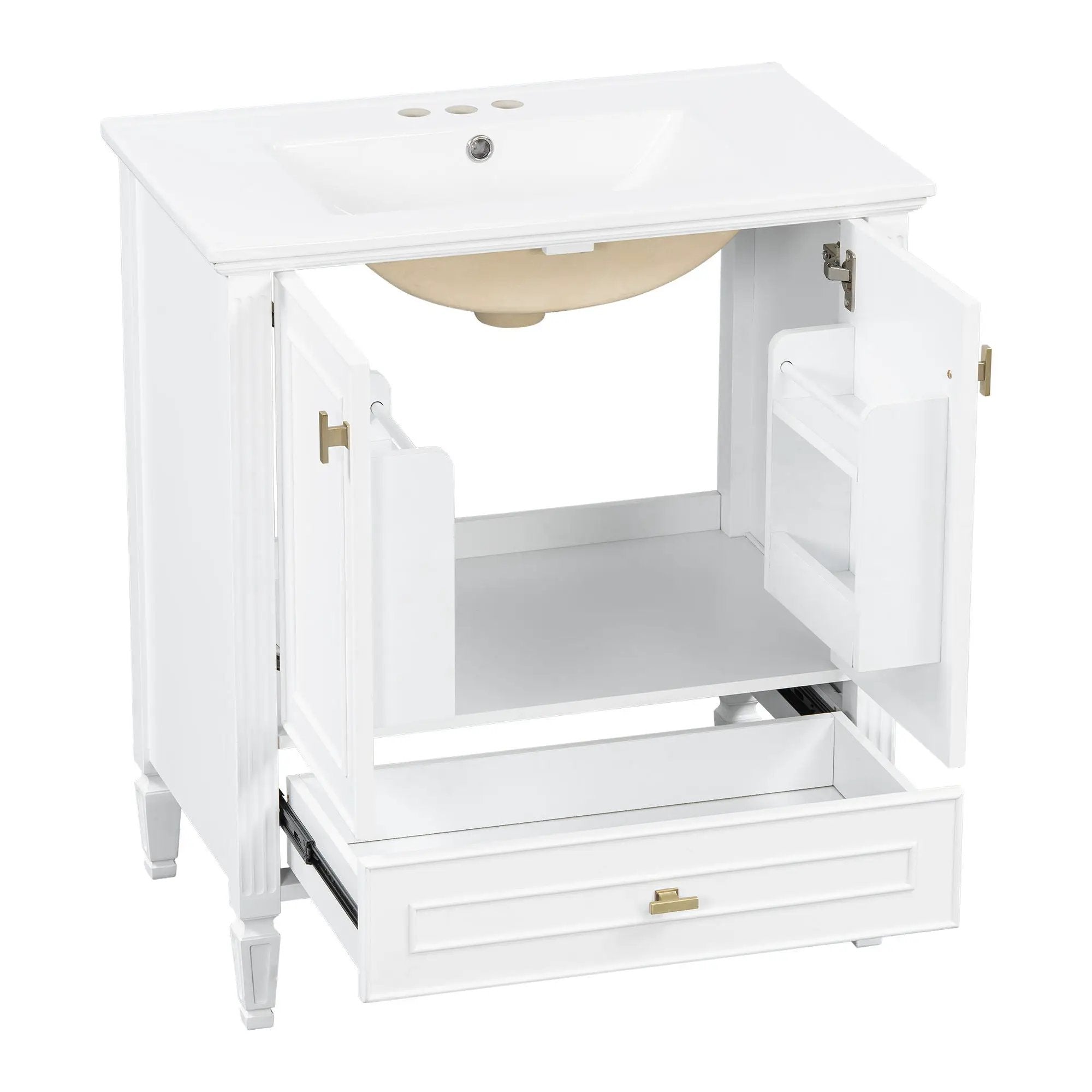 Freestanding Vanity With 1 Drawer & 2 Soft Close Doors With Door Mounted Storage by HouseOfZazla