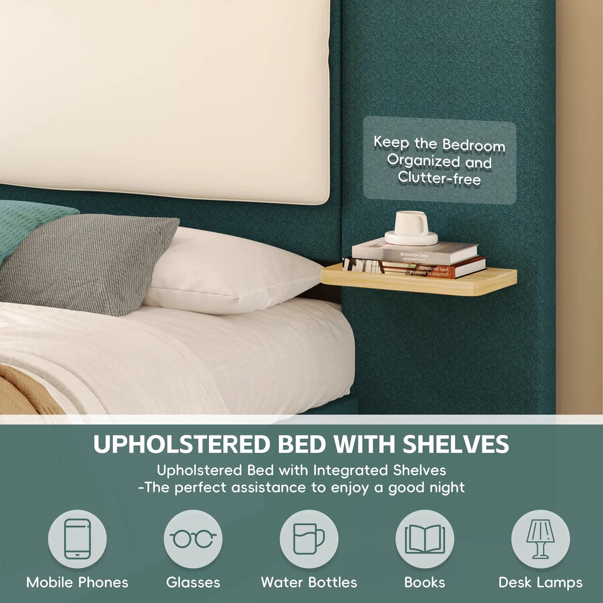 Queen Size Upholstered Platform Bed with Panel by HouseOfZazla