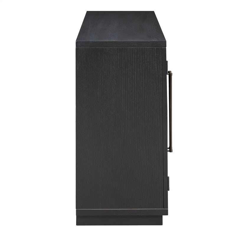 4-Door Large Storage Sideboard Buffet Cabinet with Glass Doors Arched Cabinet (Black) by HouseOfZazla