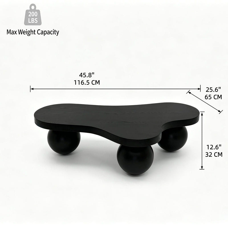 Cloud Shaped Coffee Table & 3 Ball Legs For Living Room - Black by HouseOfZazla