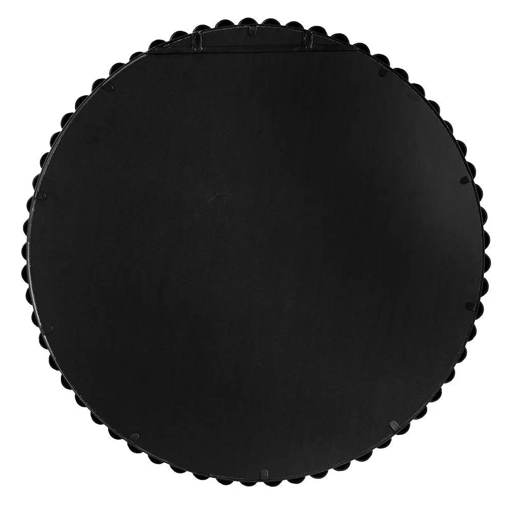 Circle Mirror With Metal Beaded Frame, Wall Mirror For Living Room Bedroom Entryway - Black by HouseOfZazla