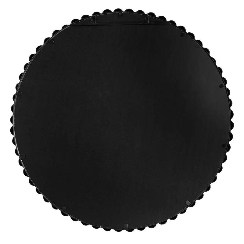 Circle Mirror With Metal Beaded Frame, Wall Mirror For Living Room Bedroom Entryway - Black by HouseOfZazla