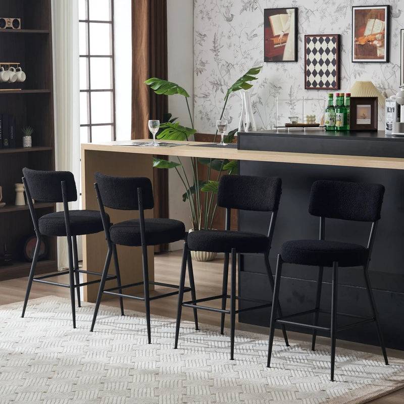 Modern Teddy Fabric Upholstered Bar Stools - Legs by HouseOfZazla