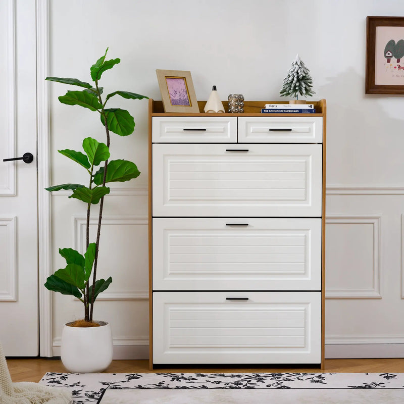 Shoe Cabinet with 3 Hidden Flip Drawers & 2 Storage Drawers by HouseOfZazla