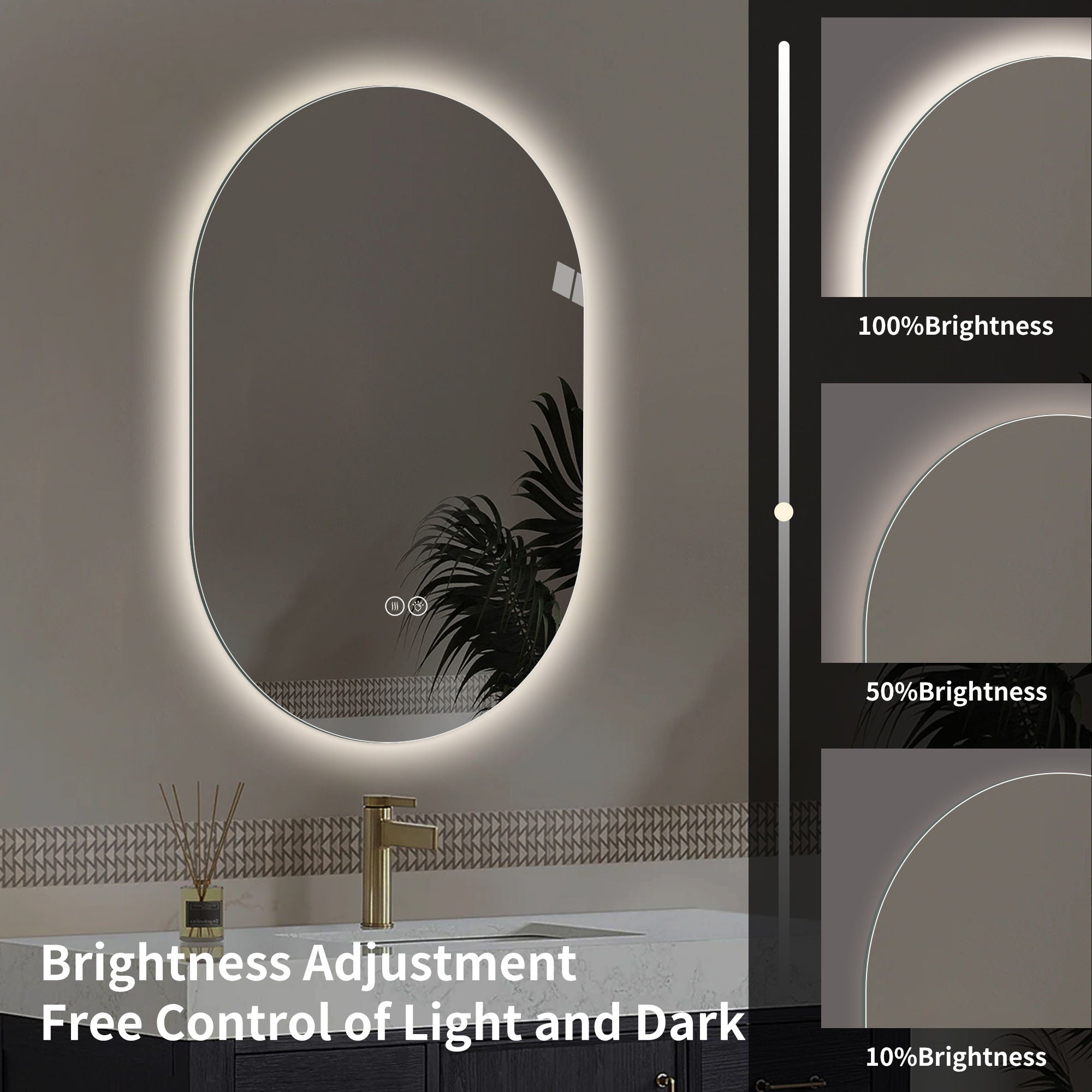 Smart Wall Mounted LED Touch Screen Mirror With Anti-Fog Function And Adjustable Lighting by HouseOfZazla