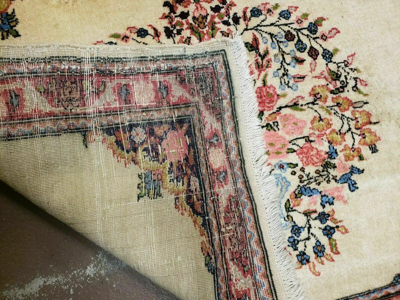2' 7" X 3' 6" Antique Rug Hand Knotted Pictorial Wool Oriental Flowers by Jewel Rugs