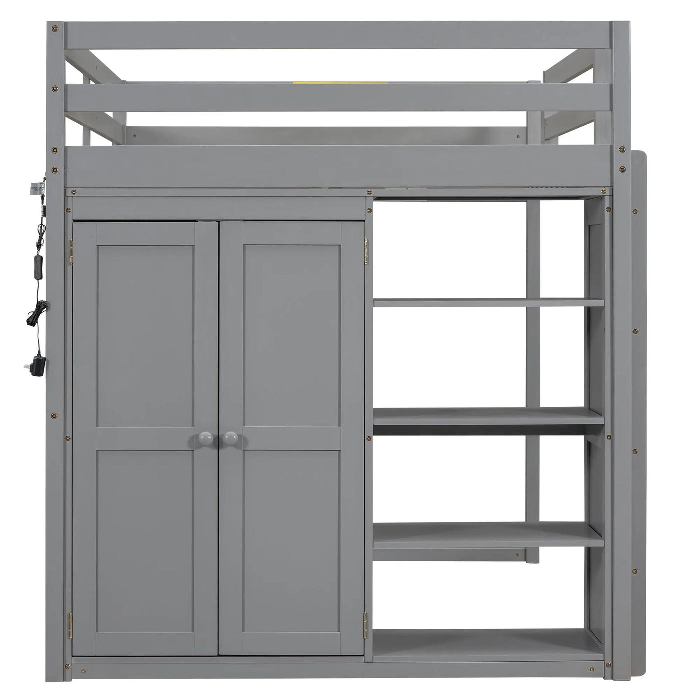Loft Bed With Built In Wardrobe, Storage Shelves, And LED Light by HouseOfZazla