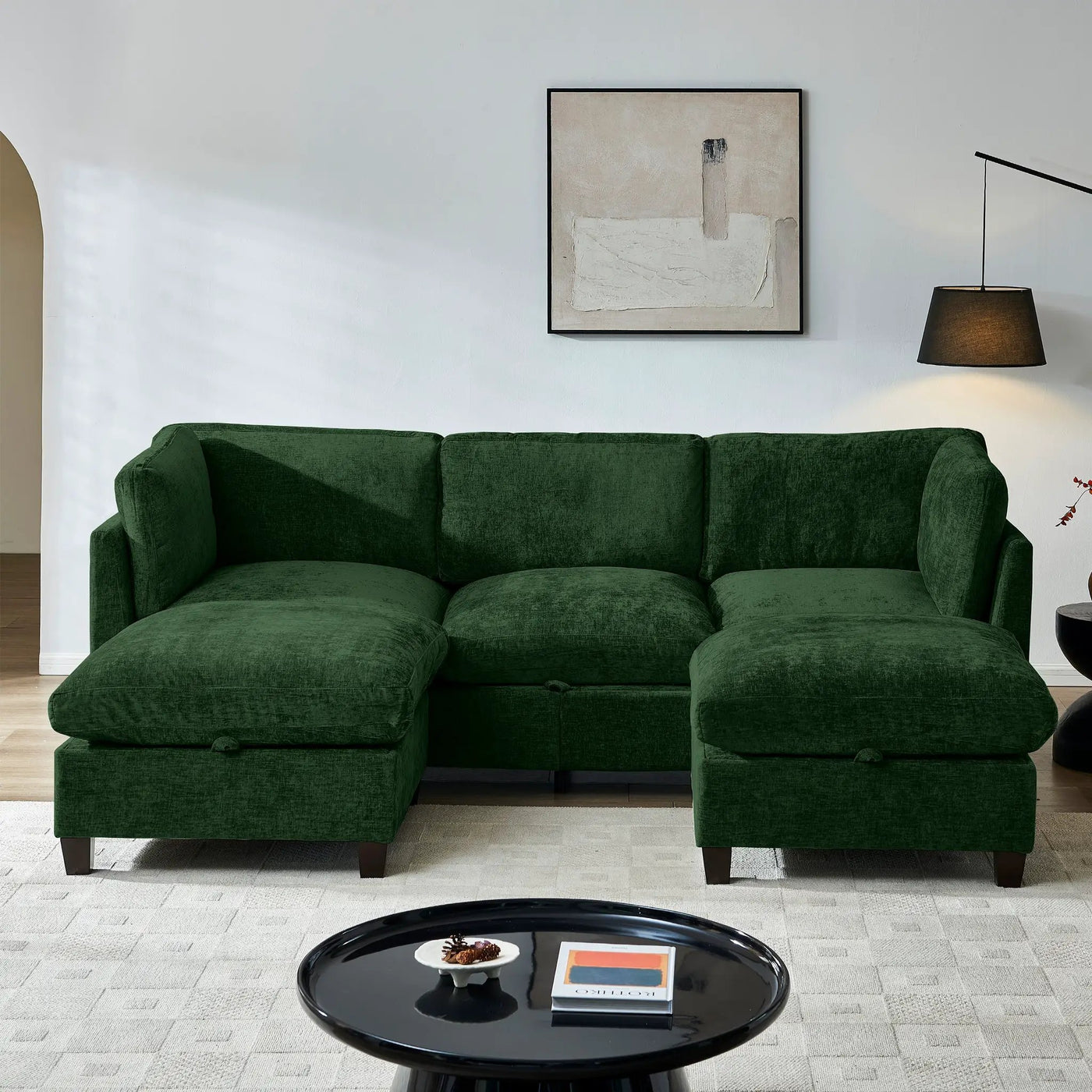 96.5" Sectional Couch for Living Room, Upholstered with Storage by HouseOfZazla
