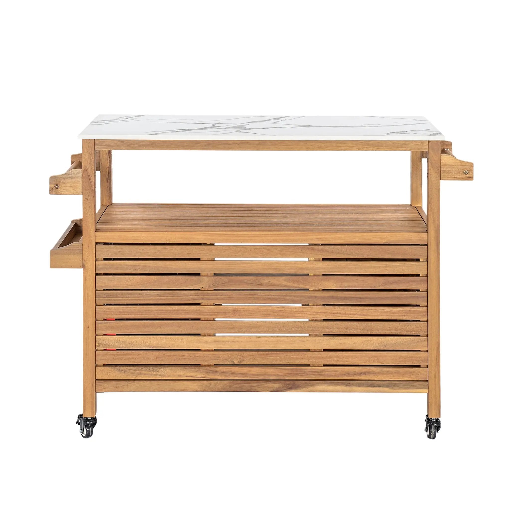 Outdoor Patio Acacia Wood Bar Cart by HouseOfZazla