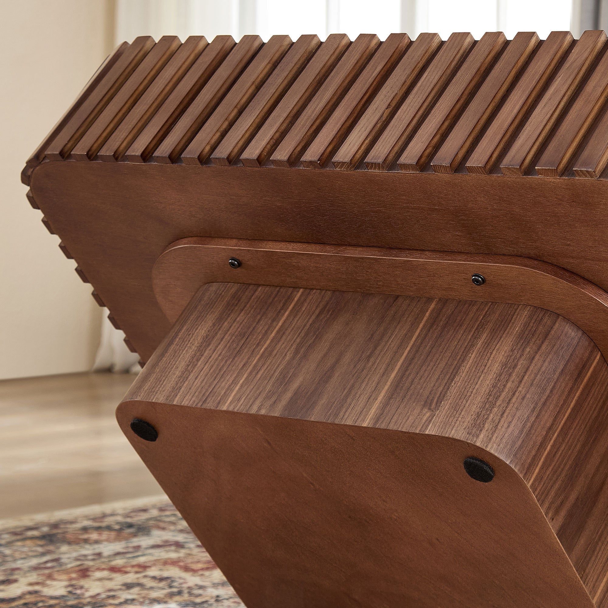 31.5 Inch Modern Handcraft Drum Coffee Table Walnut by HouseOfZazla