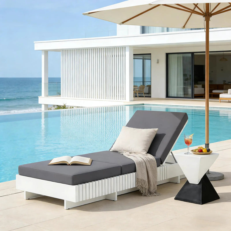 White Acacia Solid Wood Outdoor Chaise Lounge by HouseOfZazla
