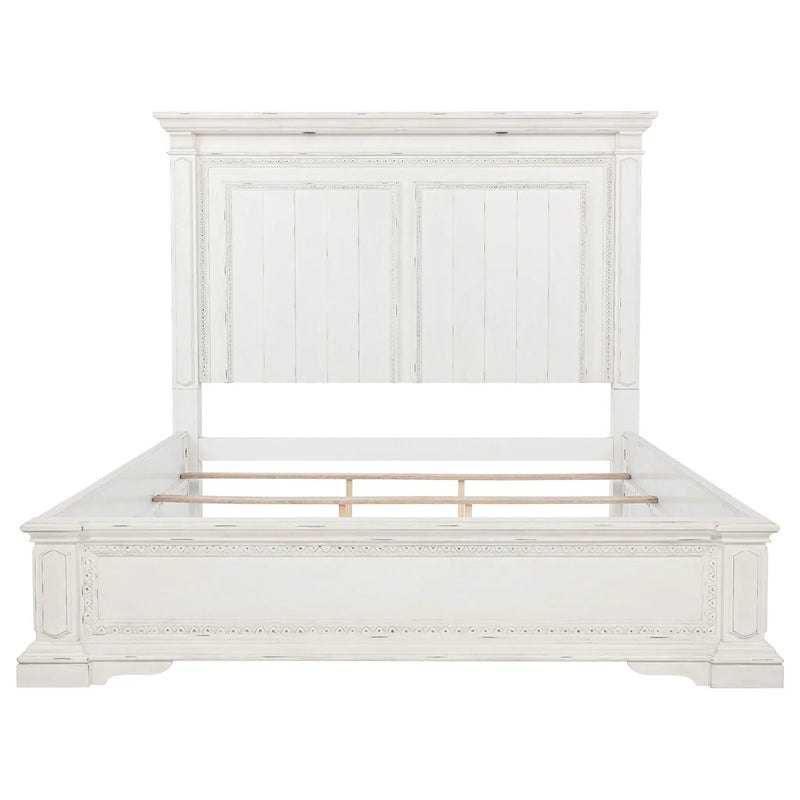 McKinney Eastern King LED Light Panel Bed Vintage White by Unique Piece Furniture