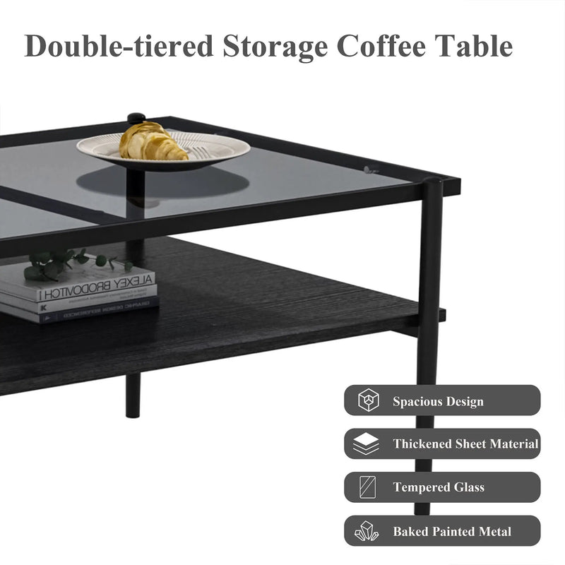 Rectangle Coffee Table With Tempered Glass Top And Legs, Modern Table For Living Room by Unique Piece Furniture