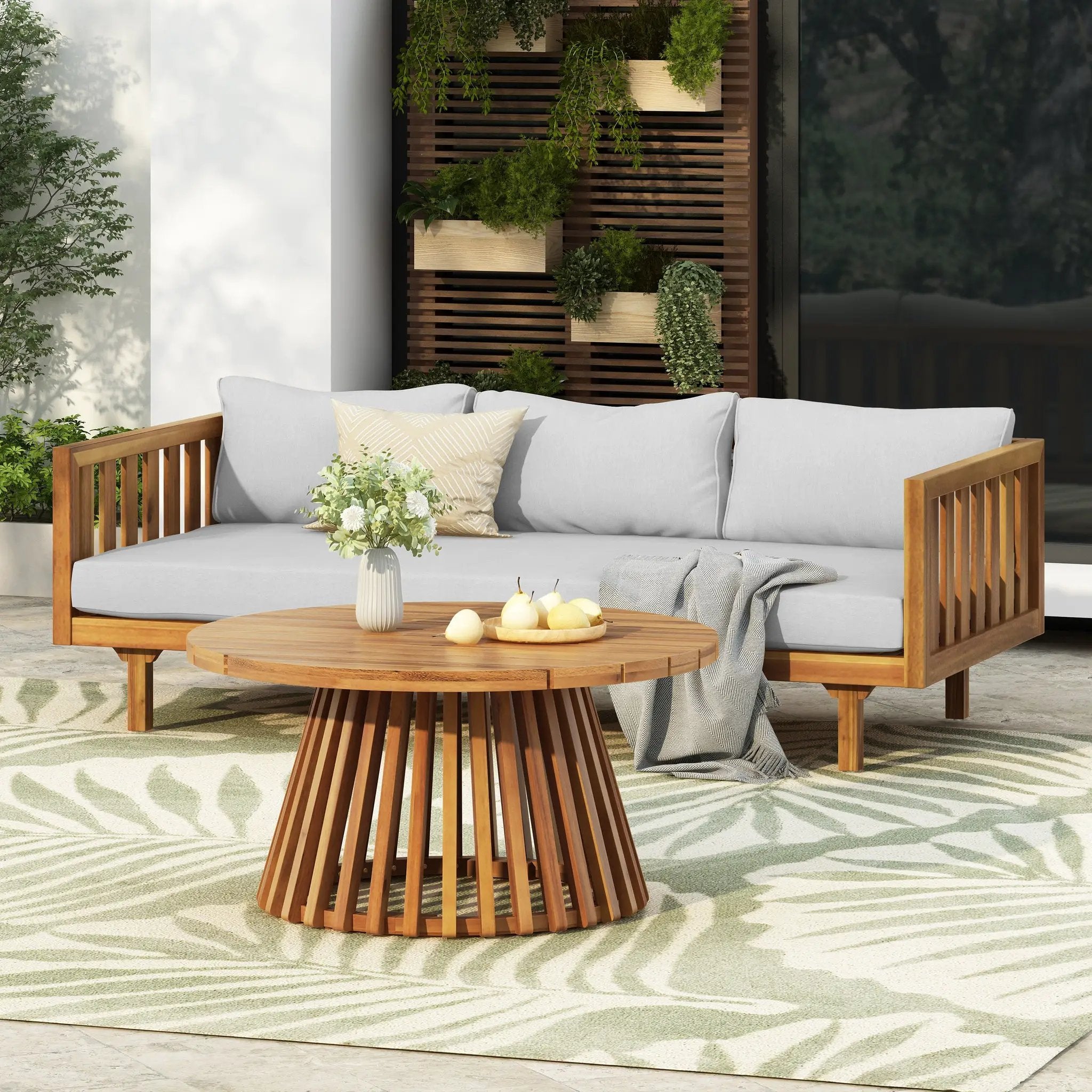 Acacia Wood Patio Furniture Set: Outdoor Daybed & Coffee Table by HouseOfZazla