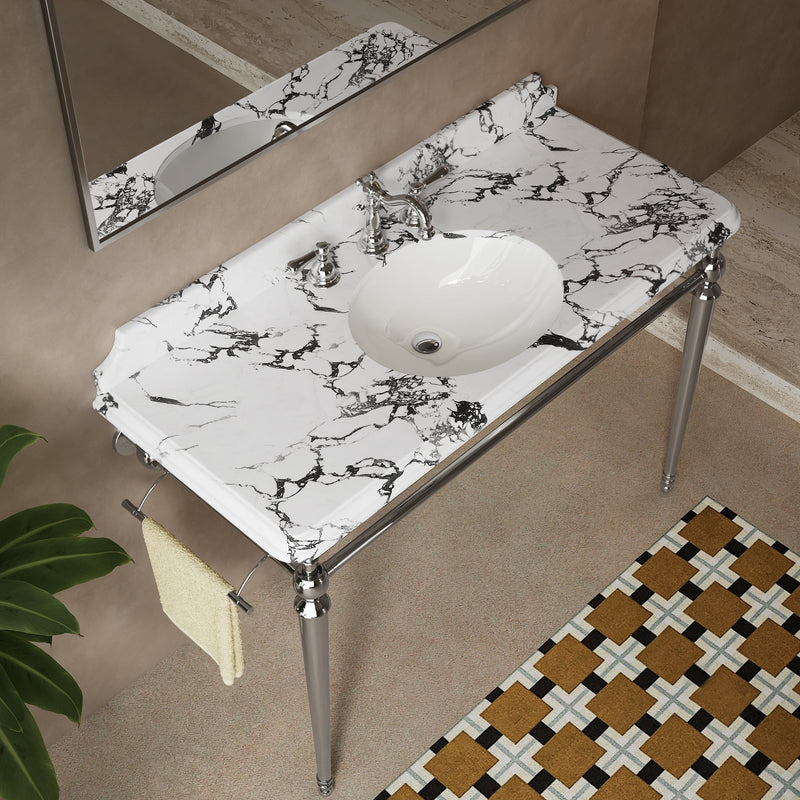 VICI 48" Bathroom Console Sink, Undermount Ceramic Vanity Basin & Panda by HouseOfZazla