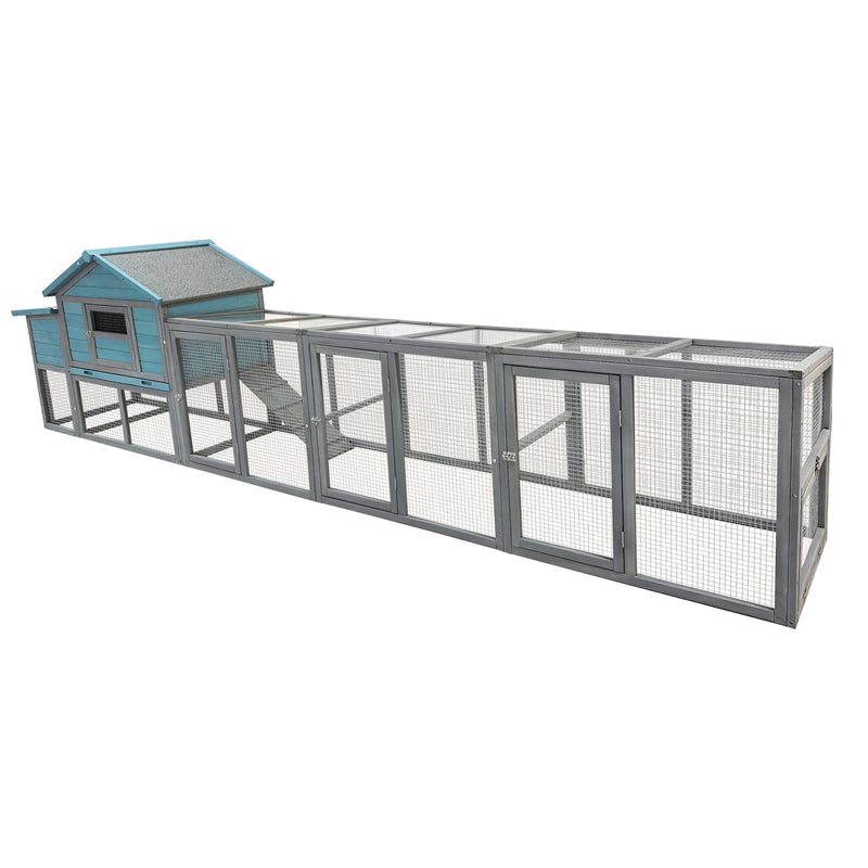 141" Large Wooden Chicken Coop with Nesting Box and Wire Fence by HouseOfZazla