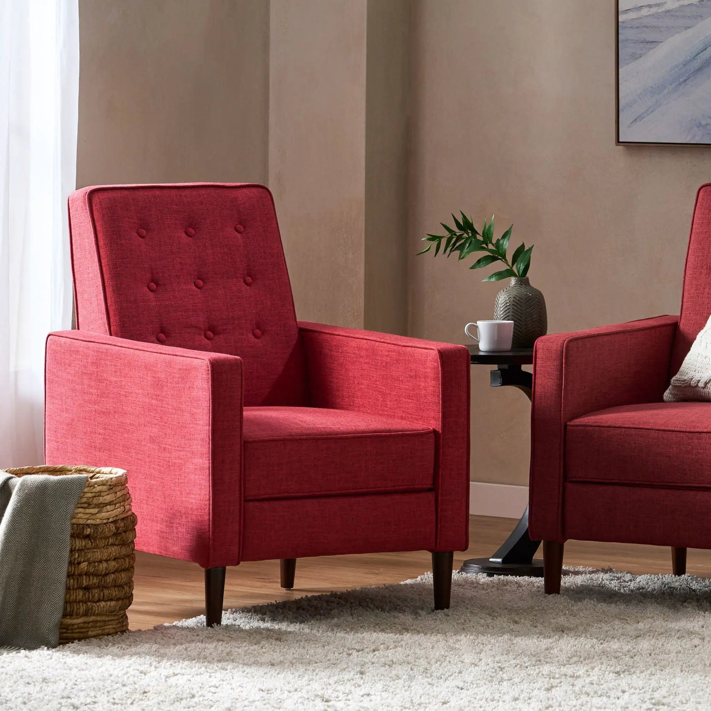 Mid-Century Modern Recliner With Button Tufted Waffle Stitch by Unique Piece Furniture