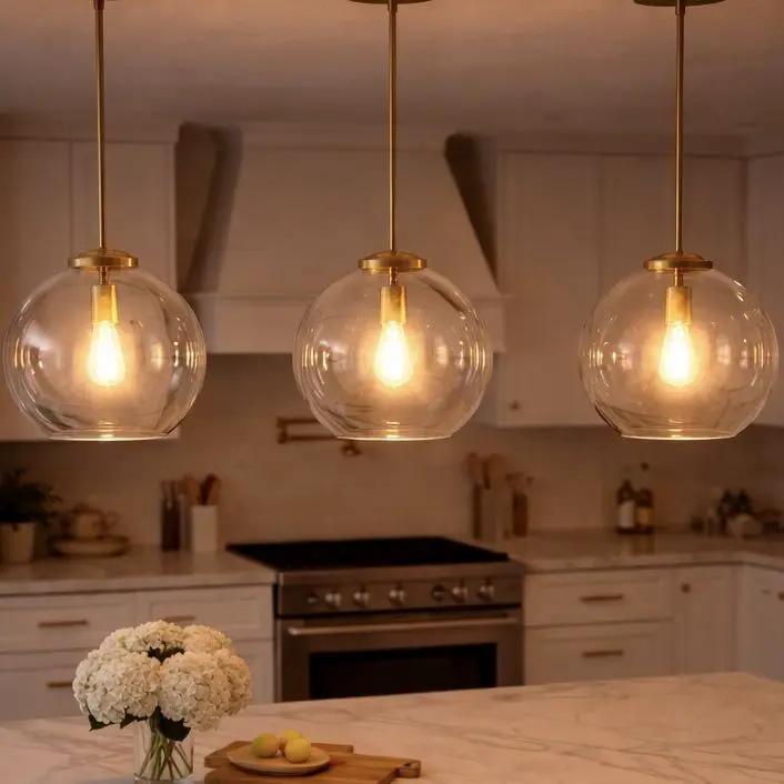 Gleam - Single Light Pendant Lamp With Clear Globe Satin - Antique Brass / Clear / Gold by HouseOfZazla