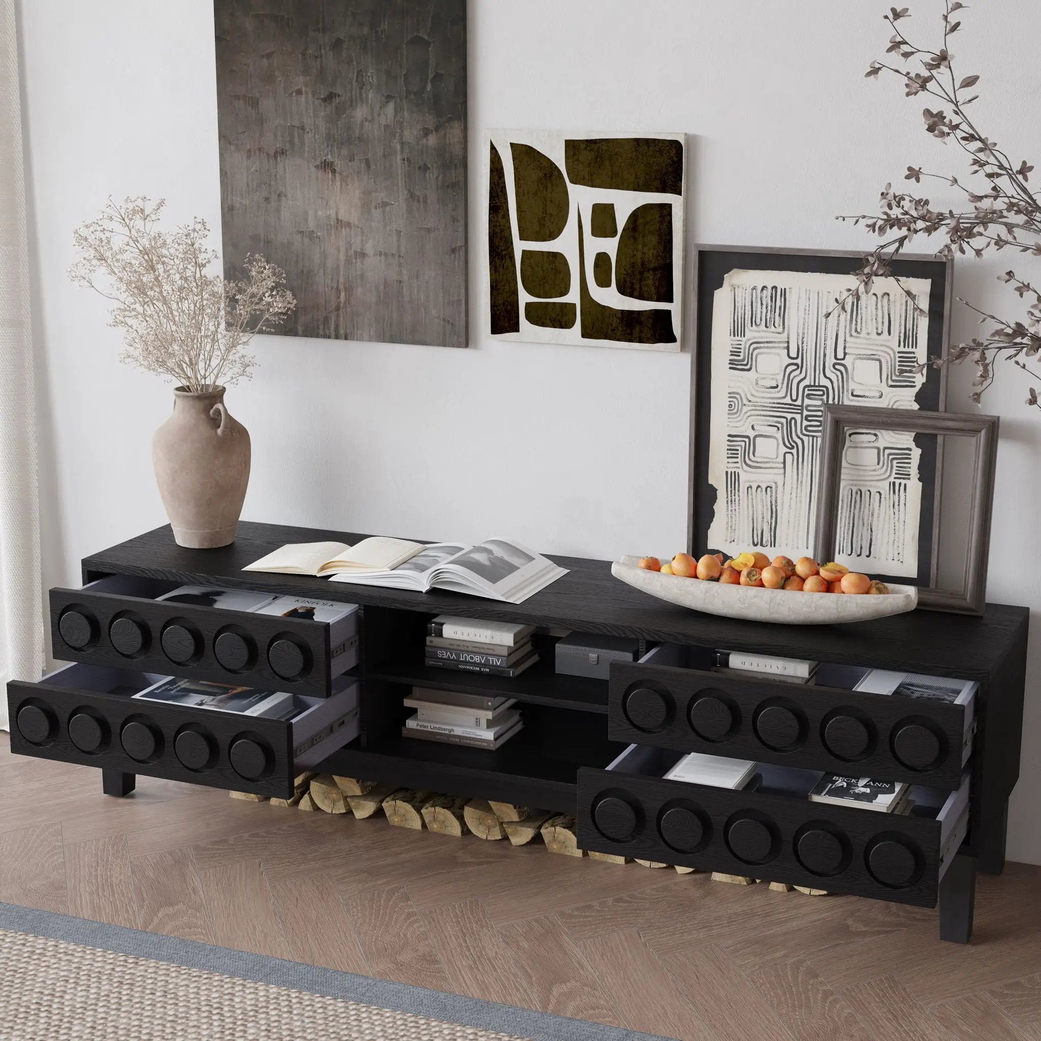 Media Console With 4 Drawers And Cable Management by Unique Piece Furniture