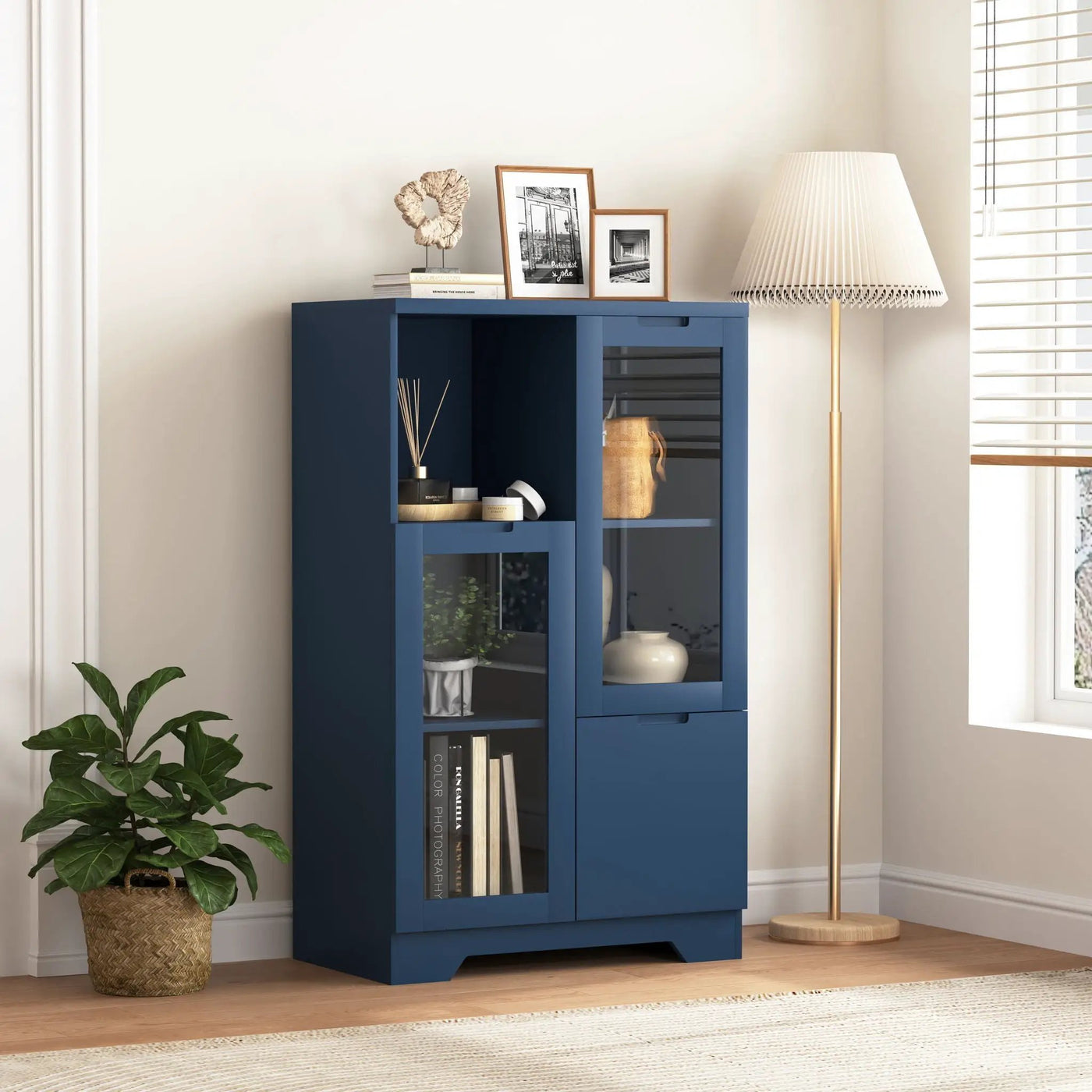 Modern Cabinet With Glass Doors And Drawer by HouseOfZazla