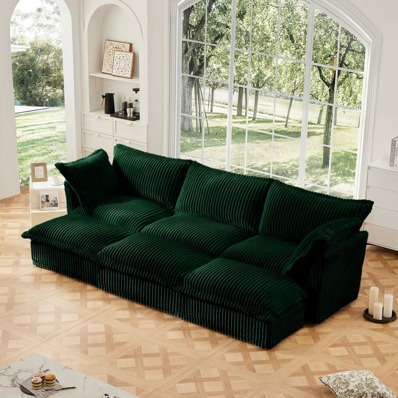 Living Room Sofa Slipcovered Sofa with 3 Ottomans by HouseOfZazla