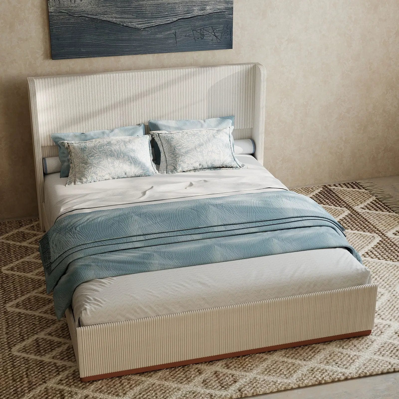 Upholstered Bed Frame With Luxury Wingback Headboard by HouseOfZazla
