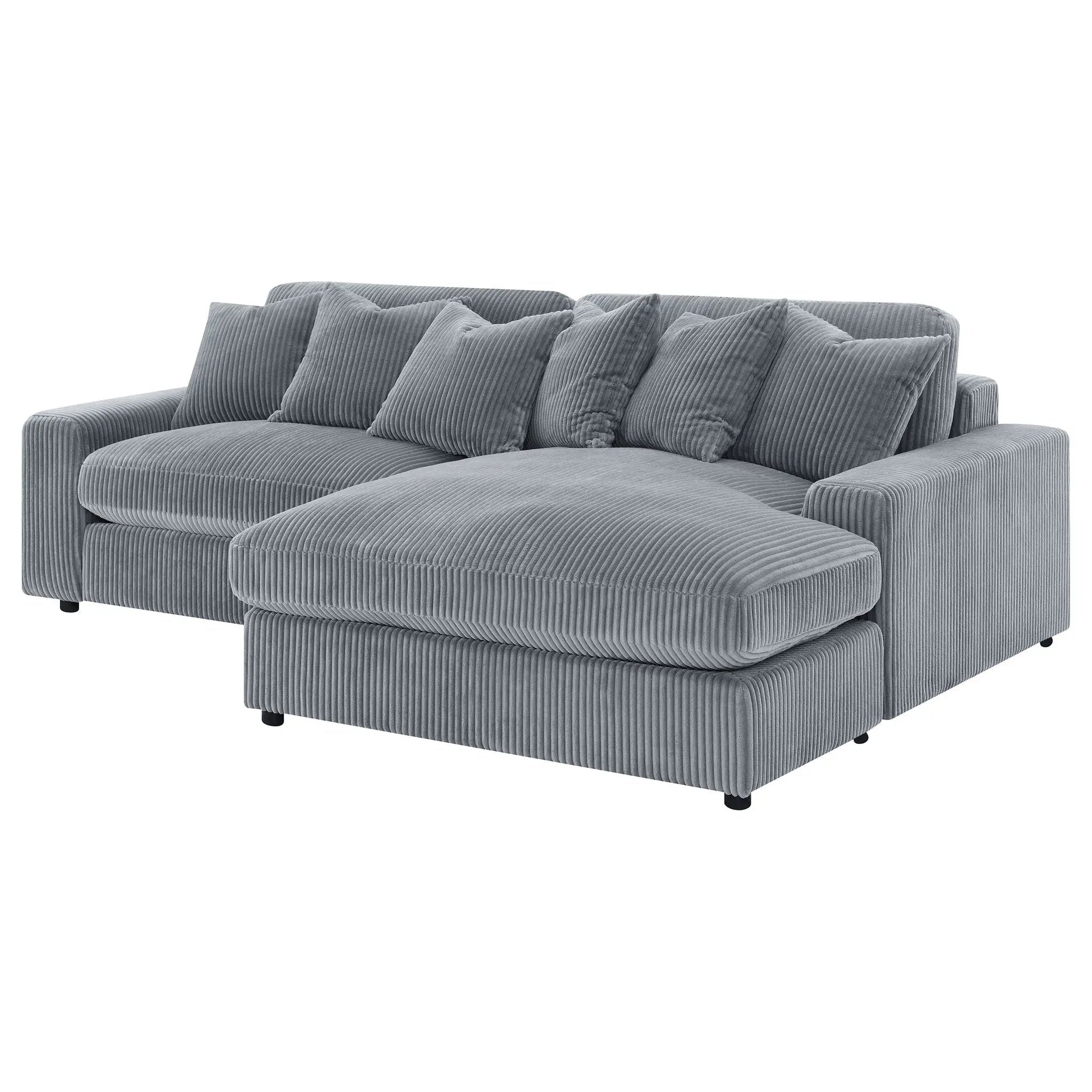 Marcus - Fog Track Arms Reversible Sectional With Pillows - Fog by HouseOfZazla