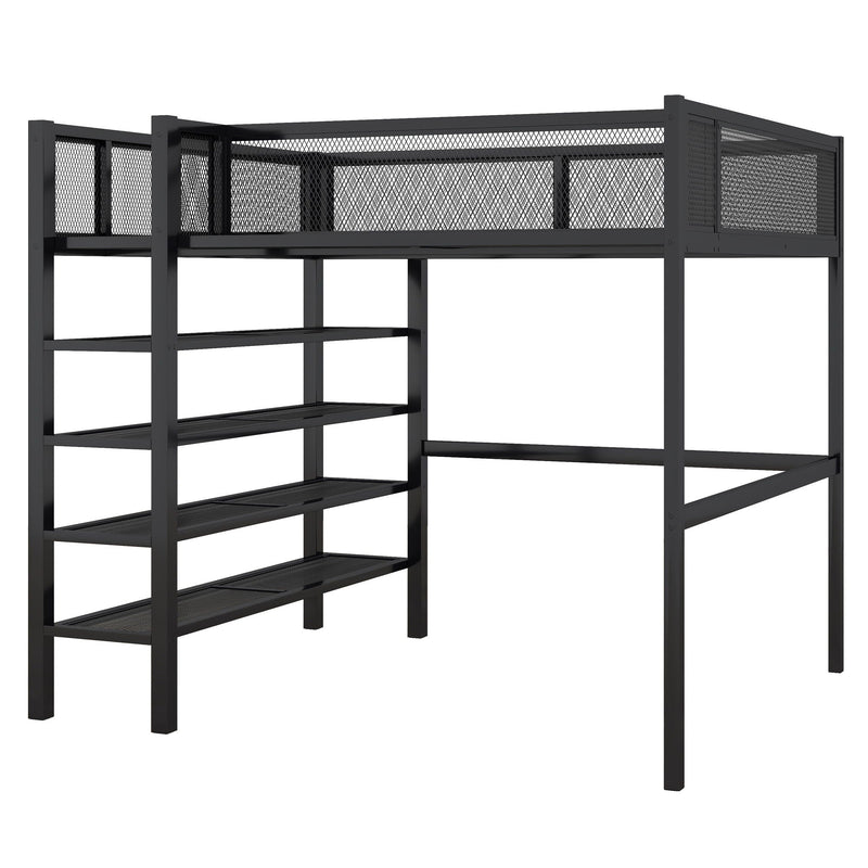 Loft Bed With 4 Tier Shelves And Storage by HouseOfZazla