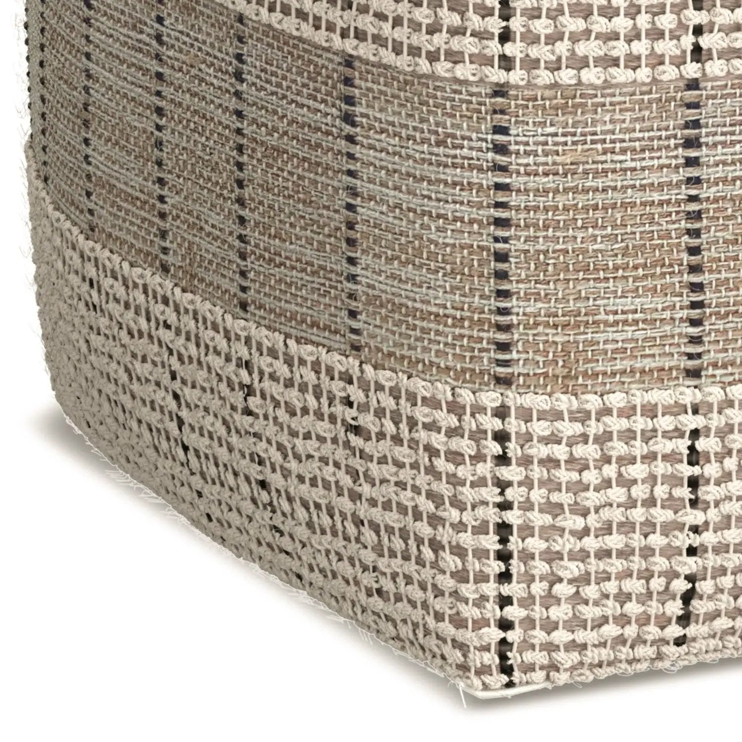 Elmer - Square Woven Pouf - Natural / Gray by Unique Piece Furniture